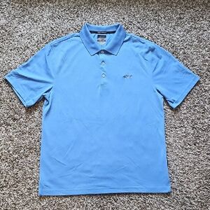 Greg Norman For Tasso Elba Light Blue Golf Polo Shirt Size Medium